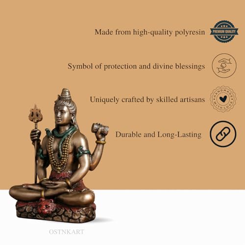 Image of Shiva Statue Car Dashboard Idol, Shiv Ji for Birthday,Annivesary, Home & Office Pooja Room,Living Room Show piece new House Warming Gift (Golden,Size -8 * 7 * 3.5 cm,Resin)