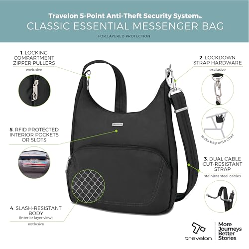 Travelon Anti-Theft Classic Essential Messenger Bag, Black3
