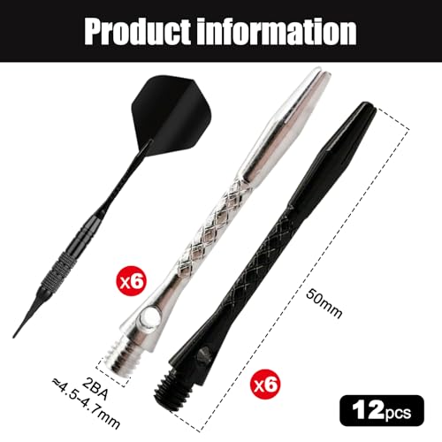 ApexPine 12PCS Aluminium Dart Shafts, 45mm 2BA Standard Thread Dart Stems, Anti-Bend Diamond Textured Professional Dart Accessories for Steel Soft Tip Darts, Casual & Competitive Use - Image 2