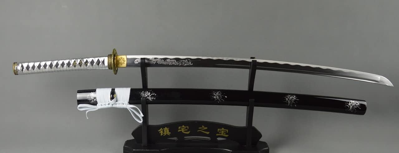 HERO SWORD Handmade Sharp Katana Hand Forged 1095 High Carbon Steel Full Tang Blade Japanese Samurai Sword Silver Dragon Katana Real Weapon