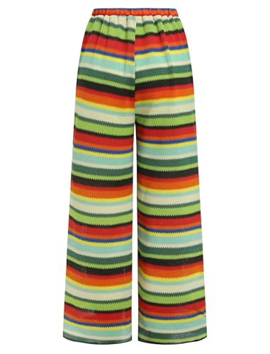 Image of ZAFUL Womens Beach Cover Up Pants Sexy Crochet Drawstring Elastic Boho Swimsuit Cover Up Long Pants Beach Wear