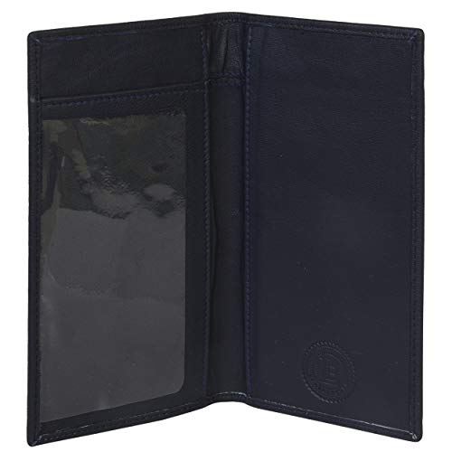 Leatherboss Genuine Leather Slim Checkbook Cover Holder For Men Women, Black #TOP21