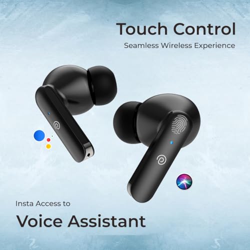 Image of pTron Basspods P81 in-Ear TWS Ear Buds, Immersive Sound, 32Hrs Playtime, Clear Calls, Bluetooth V5.1 Wireless Earphones, Type-C Fast Charging, Voice Assistant & IPX4 Water Resistant (Jet Black)