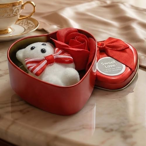 ALVERO Sweet Love Heart-Shaped Teddy Bear with Rose Gift Box, Pre...