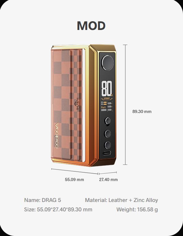 Voopoo Drag 5 Mod Silver, 177 W, 2 x 18650 batteries needed , without  nicotine: Amazon.de: Electronics & Photo