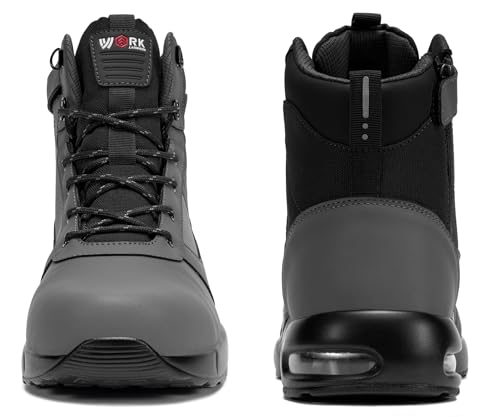 Image of LARNMERN Steel Toe Boot Men Non Slip Work Shoe Rainproof Safety Toe Sneaker Side Zipper Industrail Boot High Top Tactical Shoe