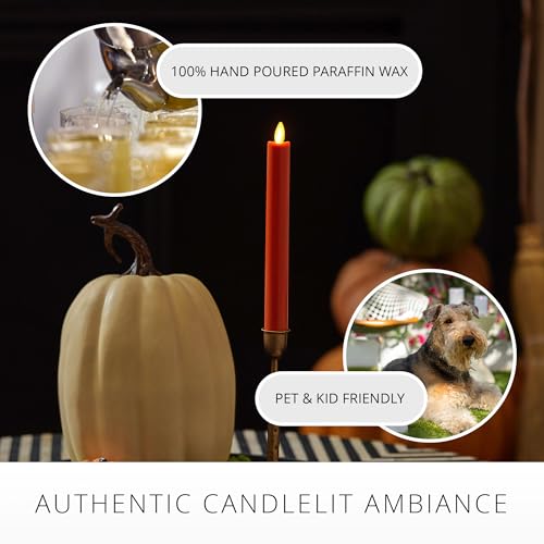 Image of Luminara - Flameless Battery Operated Taper Candle - Harvest Pumpkin - Pack of 1-1x9.5 - LED Flickering Flame - Realistic Safe for Home Kids and Pets