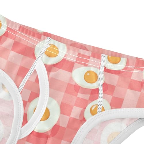 Wusikd Fried Eggs Boys' Underwear Cotton Checkered Red Boys Briefs Soft Toddler Underwear 2T4
