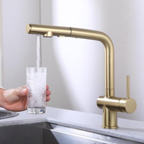 Robinet laiton or brossé extensible pour éliminer les éclaboussures d'eau