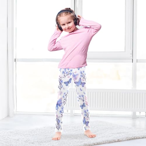 Girls' Leggings Lavender Purple Flower Butterfly Kids Yoga Tights Pants 1 Pack 208583474