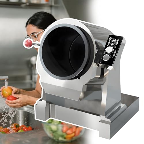 forplubossmmp Robot Salteador Multifuncional. Cocina 1,5 Kg De Ingredientes con 9 Ajustes De Temperatura, 7 Posiciones De Inclinación Y Carcasa Sellada Ipx4. Ideal para Cocinar Arroz Frito