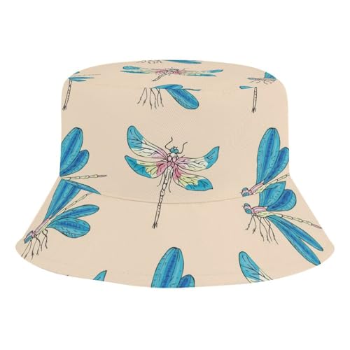 Bright Multicolored DragonfliesChildren's Bucket Hat for Boys and Girls, Breathable Summer Beach Hat54cm