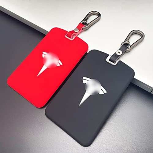 TANDRIVE 2PCS Silicone Key Card Holder Case Compatible with Tesla Model 3 and Model Y，Key Protector Cover Accessories Including Key Chain, Black and Red