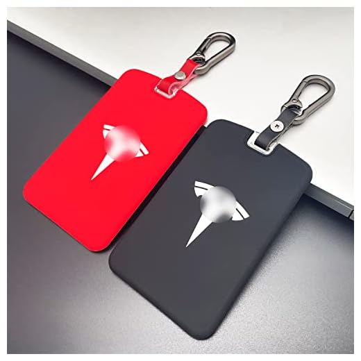 TANDRIVE 2PCS Silicone Key Card Holder Case Compatible with Tesla Model 3 and Model Y，Key Protector Cover Accessories Including Key Chain, Black and Red
