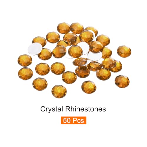 Image of MECCANIXITY Flat Back Round Acrylic Rhinestones,14mm Brown Flatback Crystal Rhinestones for Crafts Clothes Shoes DIY Decoration Gifts 50Pcs