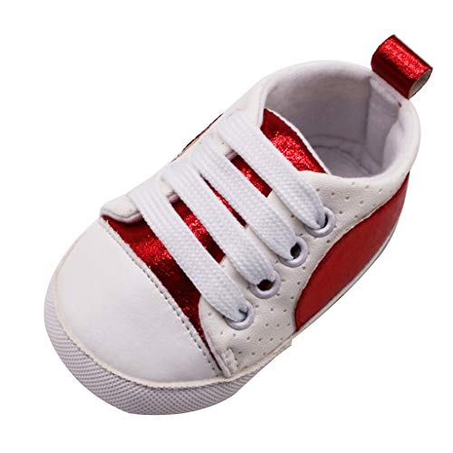 FBGood Zapatillas de Deporte para niños y niñas a la Moda u0096 Hombres y Mujeres bebé con Correas de Costura, Zapatillas de Deporte, Zapatos de niño, Rojo, 12