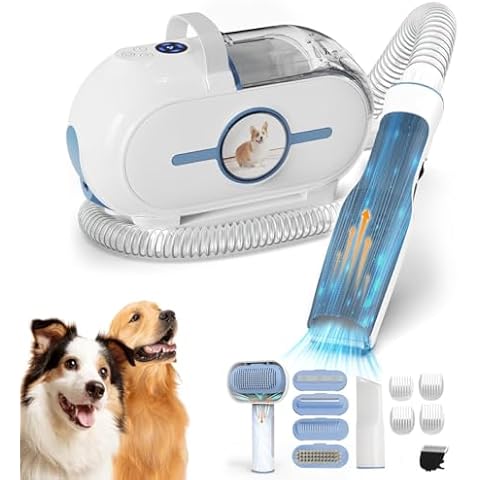 Dog Grooming Kit & Vacuum, 2L Pet Hair Vacuum for Shedding Grooming,Dog/Cat Grooming Clipper Vacuum Suction 99% Pet Hair, Dog Hair Vacuum with 7 Tools, 4 Suction Levels Cover