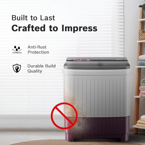 Image of Bosch 8 kg 5 Star Semi-Automatic Top Loading Washing Machine (2025 Model, WJP802V0IN, 3 Wash Programs, Anti-Rust Body, 1300 RPM Spin Speed, Wine, 2 Years Comprehensive Warranty)