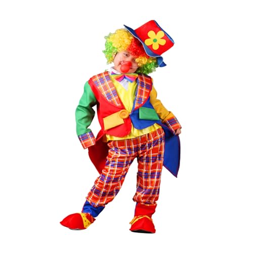 Générique Déguisement de Clown pour Enfants Garçons et Filles, Costume Carnaval, Cirque Bouffon Enfant Bébé Halloween Cosplay Carnaval Anniversaire 3-6 Ans 0210a