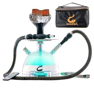 Micro Modern Acrylic Bubble Hookah with Travel Case System Silicone Hookah Bowl Silk Hookah Hose Tongs Magical LED Light for Better Shisha Hookah Narguile