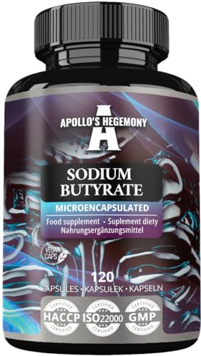Sodium Butyrate High Dose 570 mg (30% Butyric Acid), 120 Vegan Capsules, 4 Month Supply, Sodium Supplement to Support Intestinal Barrier Regeneration and Overal Gut Health - by Apollo's Hegemony