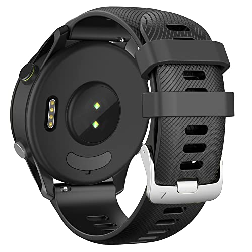 ANBEST 22mm Armband für Garmin Vivoactive 4/Forerunner 255/265/Venu 2 22mm Silikon Quick Release Armband Kompatibel mit Gear S3/Huawei Watch GT Ersatzarmband Schwarz