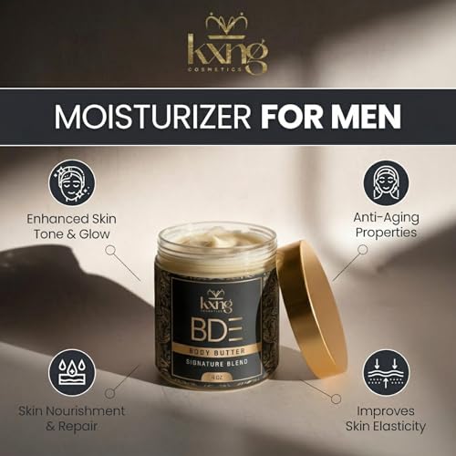 Image of KXNG Cosmetics Organic Shea Body Butter - 4oz | Luxury Body Cream for Women & Men with Shea, Cocoa, Mango & Coconut Oil | Deep Moisturizing Care for Hands, Feet & All Skin Types - BDE