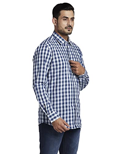 Image of Colorplus Men's Pure Cotton Checks Pattern Tailored Fit Spread Collar Full Sleeve Casual Shirt