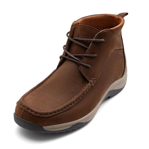 Arkbird Chukka Boots for men, Genuine Leather Lace-up and Waterproof Oxford Ankle Shoes, Brown 10