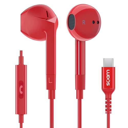 Image of LUDOS FEROX USB C Headphones for iPhone 17 16 15 Pro Max Plus Air iPad Pro, 5 Years Warranty, USB-C Earbuds for Samsung Galaxy S24 S23 Ultra S22 S21 FE S20 Z Flip 3 Fold 4 A53, USB Type C Earphones