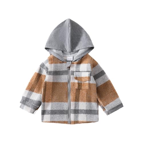 Fall Boys' Plaid Lapel Brushed Long Sleeve Top Jacket Girls Coats Size 12 Months