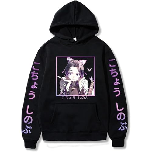BUIWOT Anime Hoodie Kochou Shinobu Long Sleeve Pullover Sweatshirt Men and Women Cute Cartoon Cosplay Hoodie XS-3XL-Black||s BUIWOT Anime Hoodie Kochou Shinobu Long Sleeve Pullover Sweatshirt Men and Women Cute Cartoon Cosplay Hoodie XS-3XL-Black||s