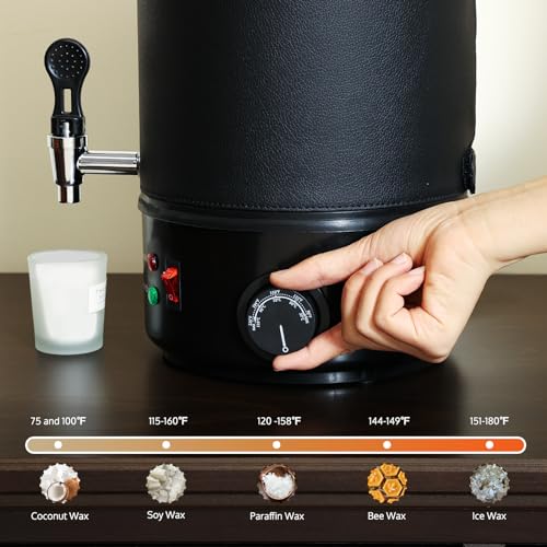 OFFNOVA Derretidor de cera para fabricação de velas, panela elétrica grande de 10 L com bico de núcl