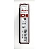 Packung mit 12 Minen Rotring Ersatzminen Hi-Polymer für feine Mechanische Bleistifte 0,50 mm HB – 1 x 12 Minen Hi-Polymer 2H 0.50 mm