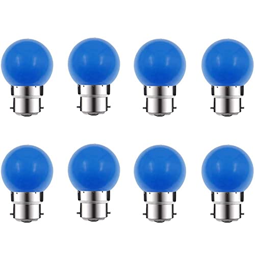 ZFQ 8 Pack B22 Bayonet Colored LED Light Bulbs 2W G45 Golf Ball Mini Globe Bulb Lighting Bulbs,Blue for Outdoor Indoor String Patio Garden Party Christmas