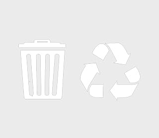 Recycle and Trash Sticker Logo Style Symbol to Organize Trash cans or Garbage containers and Bins - Contour Cut Vinyl Decal