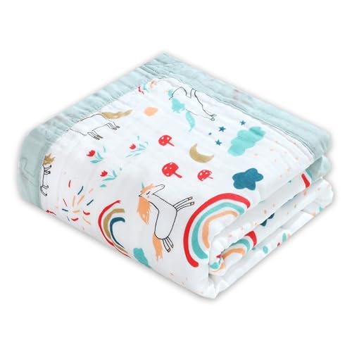 Image of Muslin Quilt Baby Blankets 43 * 43in, Neutral Toddler Cooton Swaddle Blanket, Soft Receiving Blankets for Unisex Baby Girl Boy,Cobijas para Bebe, Newborn Nuilt Crib