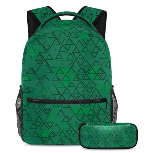 Cartable ado triangle vert géométrique pour éviter le mal de dos