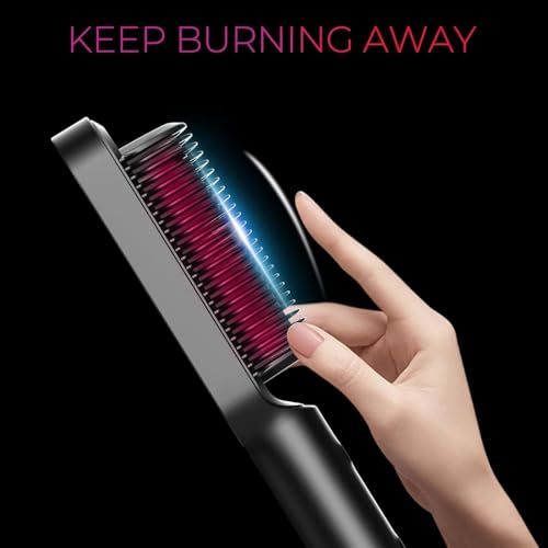 TYMO Hair Straightener Brush UK, Flat Iron and Hair Brush 2-in-1, Anti-Scald, Fast Heating, 5 Temp Settings (130â-210â), Professional Salon at Home, Wider Comb for Even Straightening, TYMO Ring - Image 8