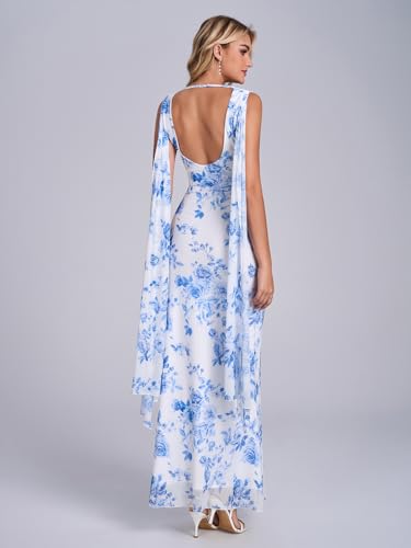 Image of Parthea Women's Summer Formal Wedding Guest Dresses Sleeveless Backless Long Elegant Evening Party Maxi Bodycon Dress