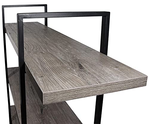 45MinST 4-Tier Vintage Industrial Style Bookcase/Metal and Wood Bookshelf Furniture for Collection, Gray Oak, 3/4/5 Tier (4-Tier)