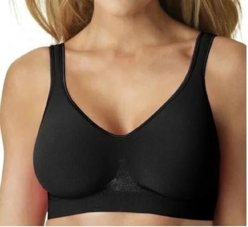 Image of OnlyBee Comfort Bra for Women Ladies Sports Seamless Bras Crop Top for Yoga Sports Wirefree Pull-On Unpadded Ultimate Shapewear (UK, Alpha, L, Regular, Regular, Black)