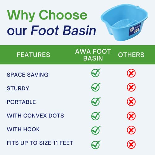 Awa Extra Large Pool Foot Bath Plastic Tub - Sturdy Foot Soaking Tub For Soaking Feet And Pedicure Foot Soak At Home Foot Spa Kit For Women And Men (Blue Foot Basin) #TOP5