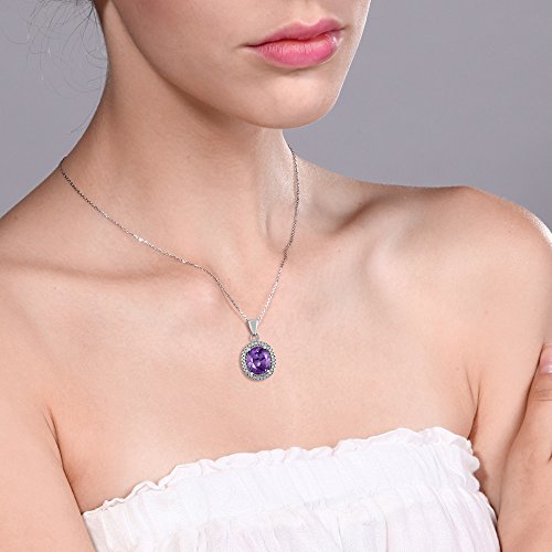 Gem Stone King 925 Sterling Silver Purple Amethyst Pendant Necklace For Women (2.90 Cttw, Oval 11X9MM, With 18 Inch Silver Chain) - Image 4