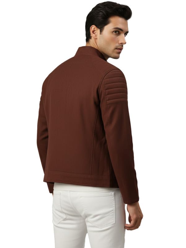 Image of Leather Retail Coffee Suede Jacket For Men's