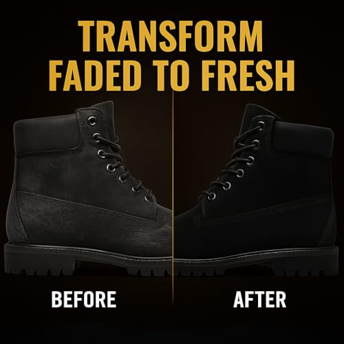 Eagle Nubuck & Suede Dye Black with Applicator & 3-Way Suede Brush - Suede Color Restorer for Shoes, Boots, Jackets, Purses & More - Black Suede Dye & Conditioner3