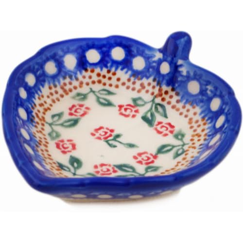 Authentic Polish Pottery Tea Bag or Lemon Plate in Roses Design Handmade in Boles?awiec Poland + Certificate of Authenticity