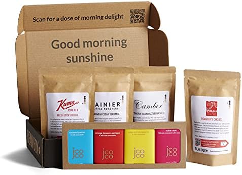 Bean Box Coffee + Chocolate Tasting Box | Specialty Coffee Gift Set | Coffee Gifts for Women and Men | Care Package | Whole Bean Coffee | 8 Piece Variety Gift Box