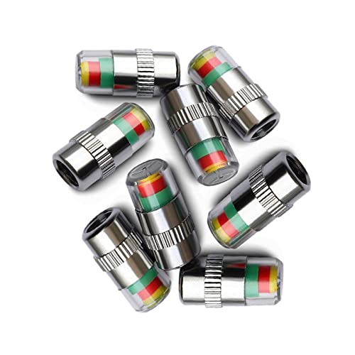 ANKI HAPPIGO 8Pcs 2.2Bar 32-to-35 PSI Car Tire Pressure Monitor Valve Stem Caps Sensor Indicator Easy to Read 3 Color Eye Alert