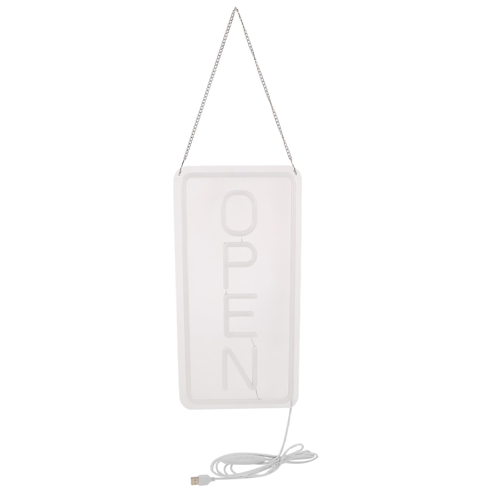 Letrero LED de Neón Vertical Abierto USB 5v Acrílico Transparente Luz Cálida 188X38 CM Señal Luminosa para Negocios Tiendas y Decoración de Habitaciones